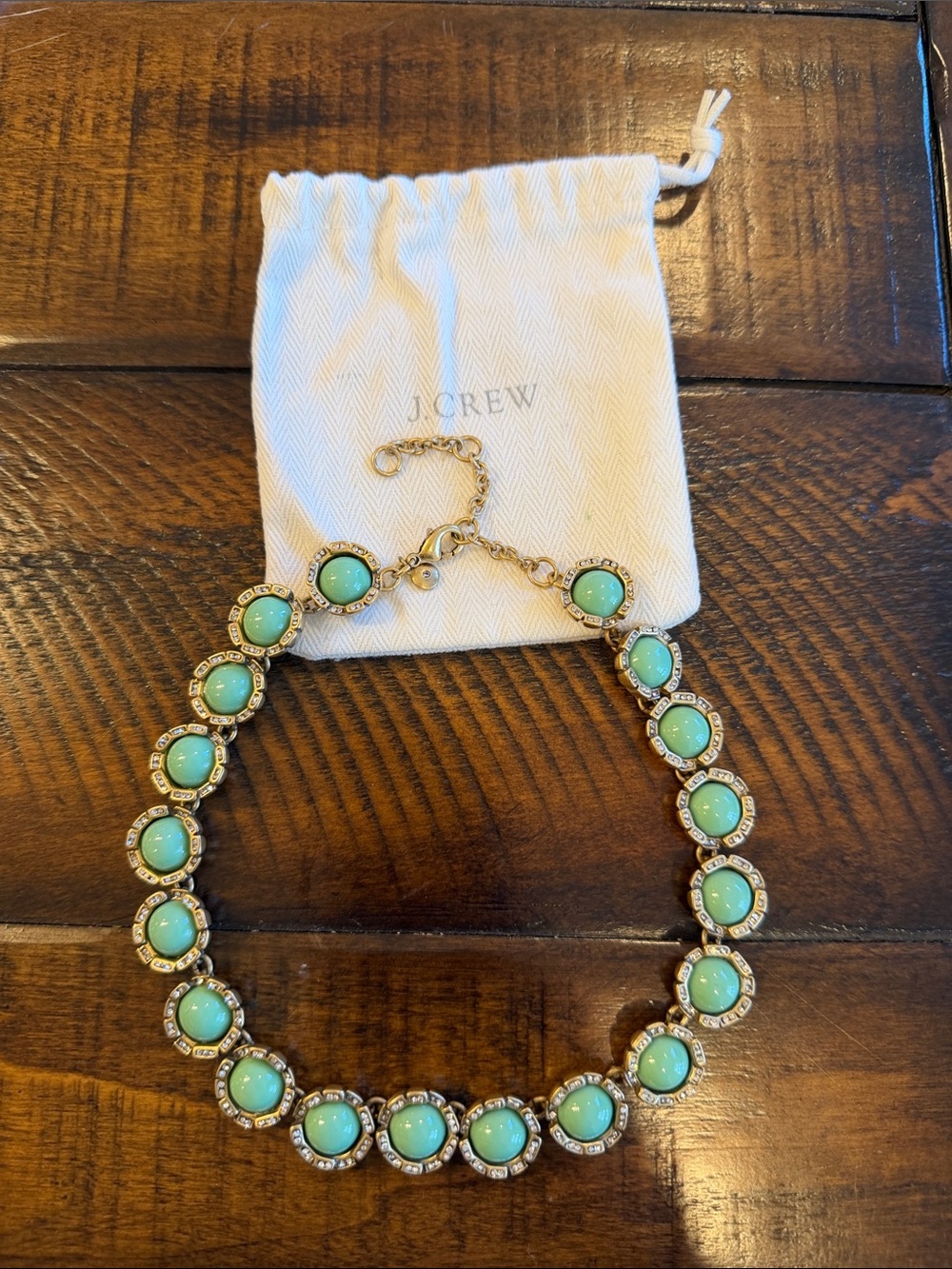 NWOT J. Crew Gold-Tone Mint Cabochon Necklace